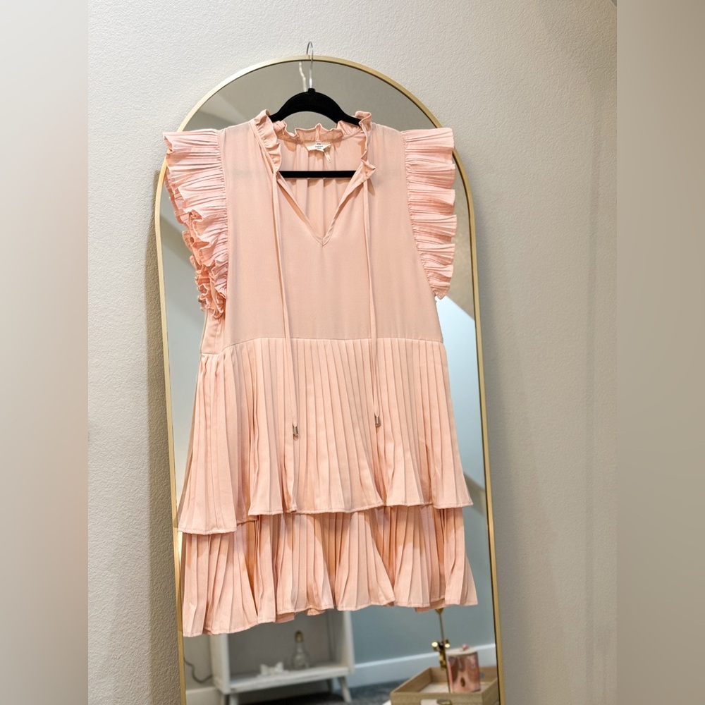 Entro Pink Ruffled Sleeveless Blouse